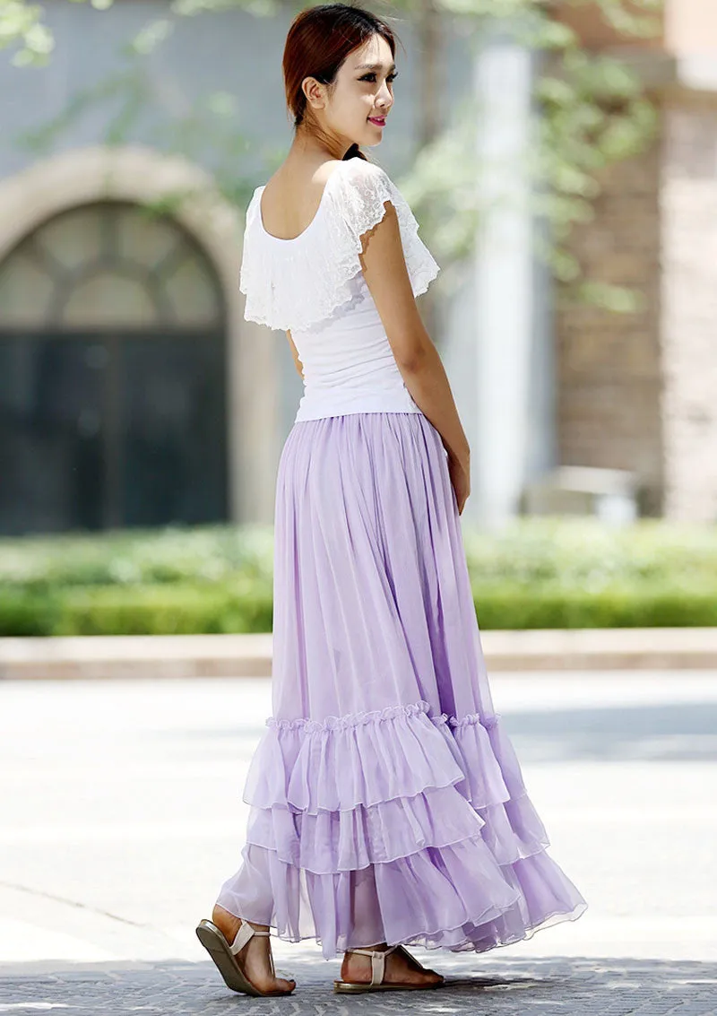 Circle skirt maxi skirt women skirt long skirt in purple 1017#