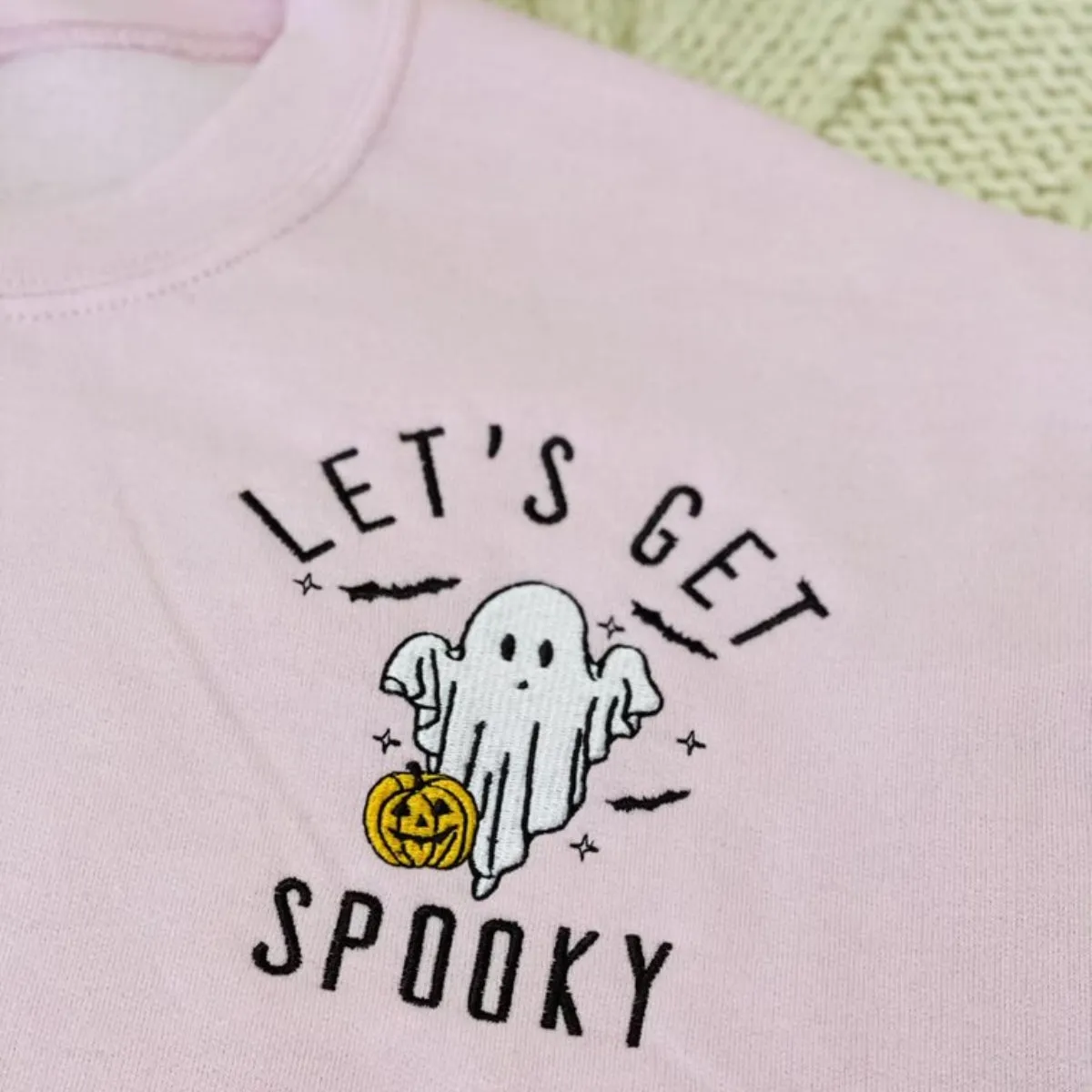 Comfort Color® Spooky Season Crewneck, Let's Get Spooky Embroidered Halloween Sweatshirts, Hoodie