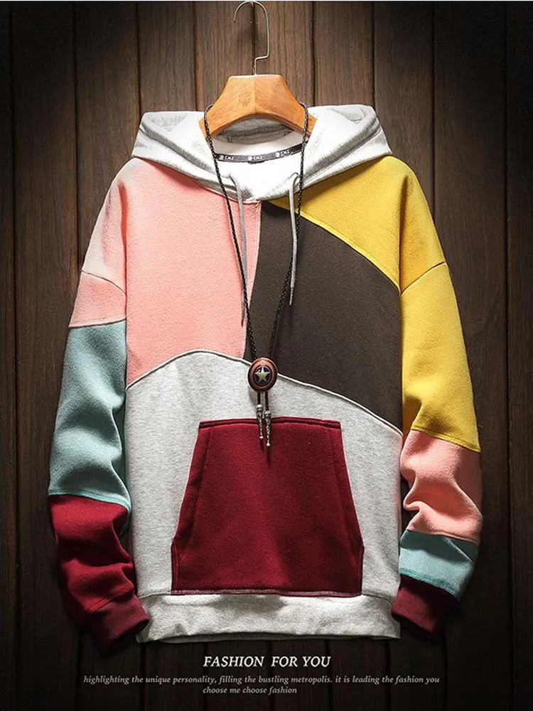 Contrast Patchwork Hoodie