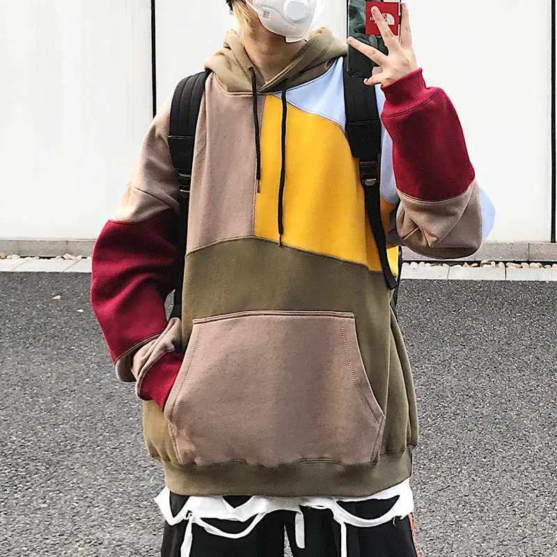 Contrast Patchwork Hoodie