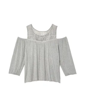 Corinne Knit Cold Shoulder Top | Light Grey