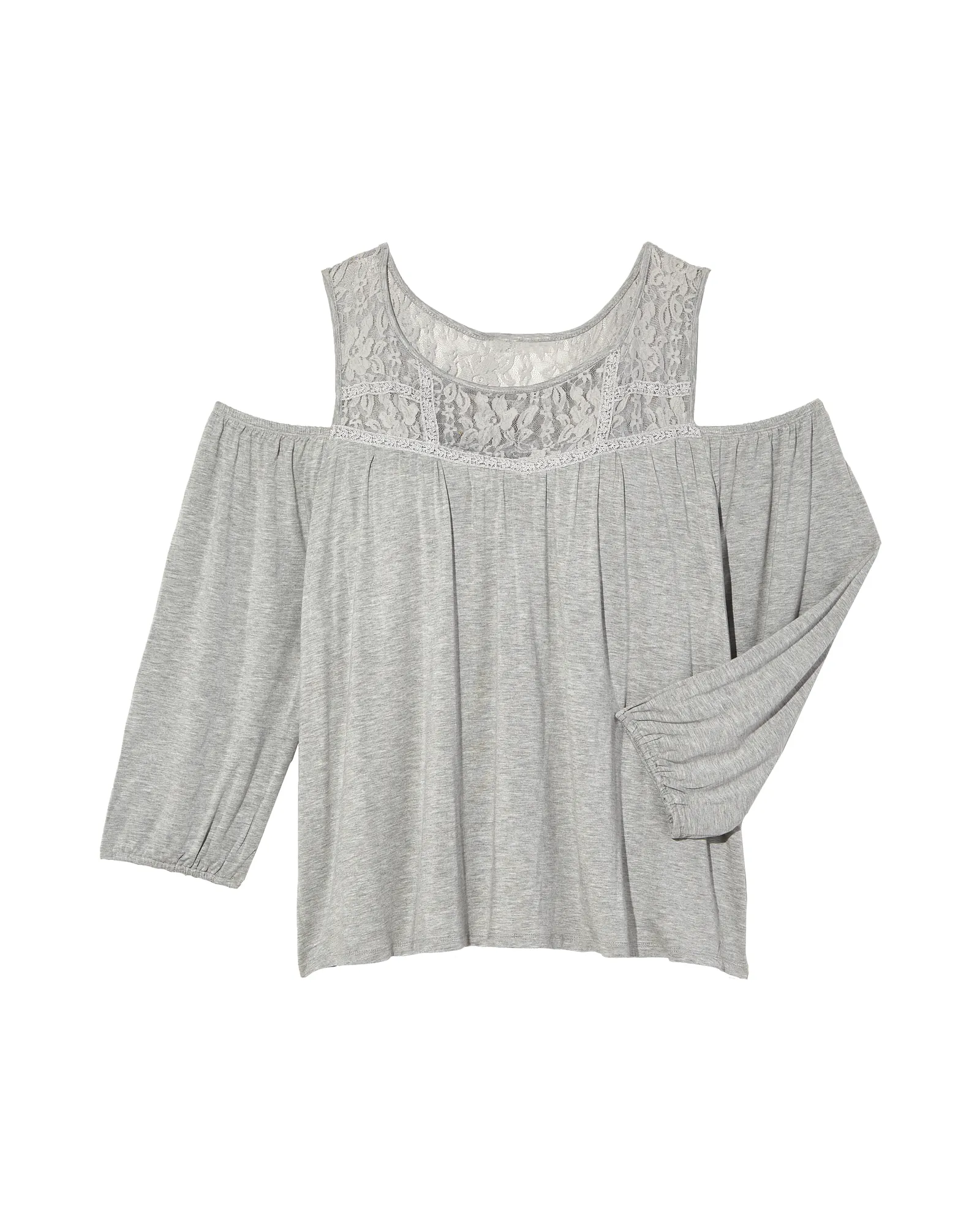 Corinne Knit Cold Shoulder Top | Light Grey