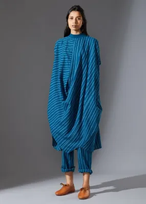 Cotton Cowl Dress-blue