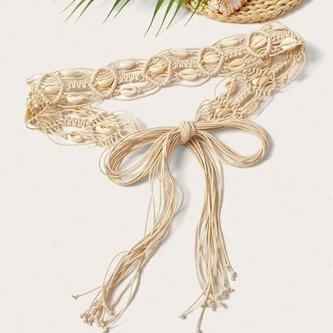 Cowrie Shell Macrame Waist Belt