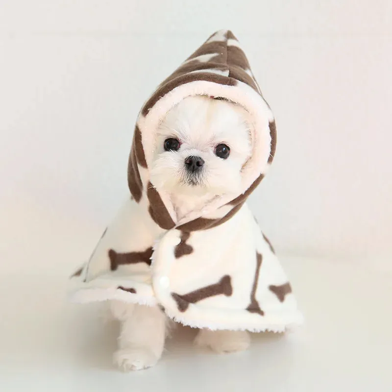 Cozy Up Your Pet with Autumn-Winter Pet Cloak Pajamas: Thickened Cotton Teddy Clothes for Dogs - Stylish, Warm, and Perfect for Home!