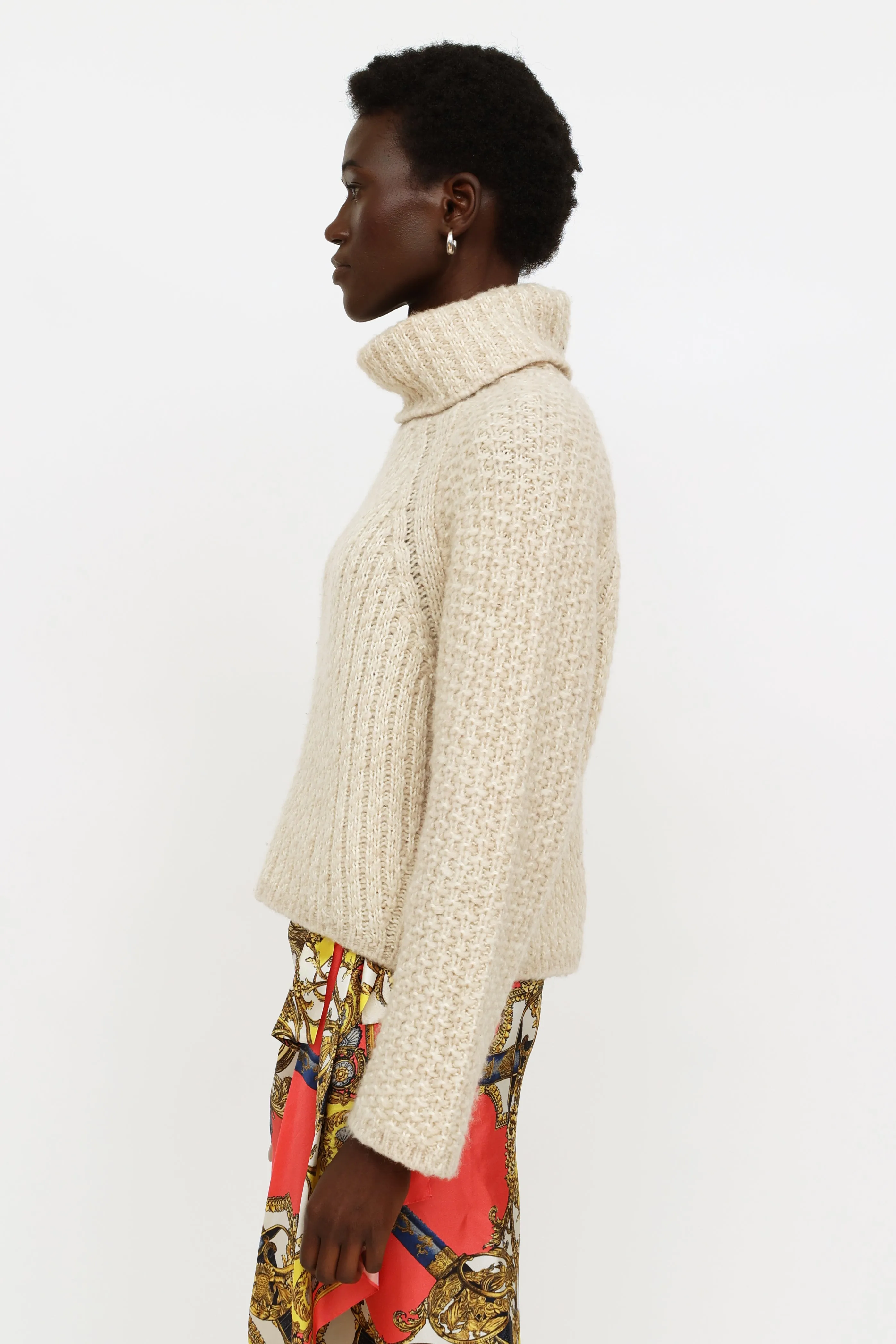 Cream Knit Turtleneck Sweater