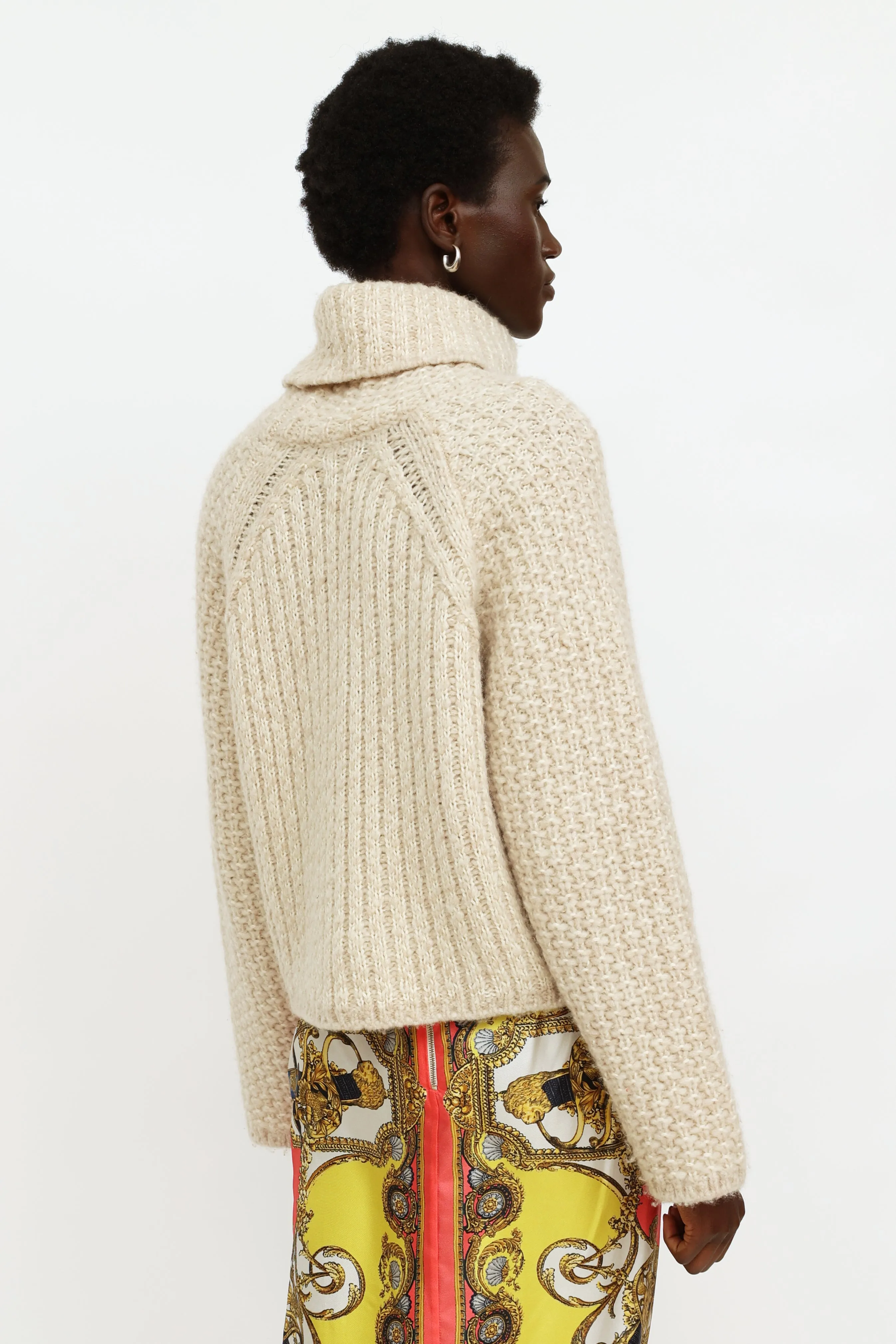 Cream Knit Turtleneck Sweater