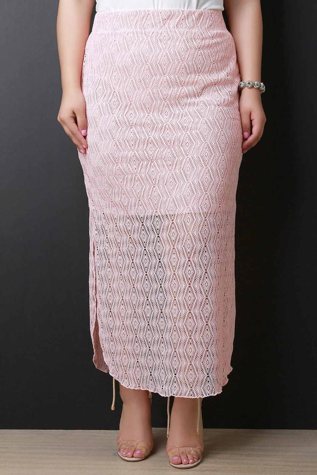 Crochet Side Slit Maxi Skirt