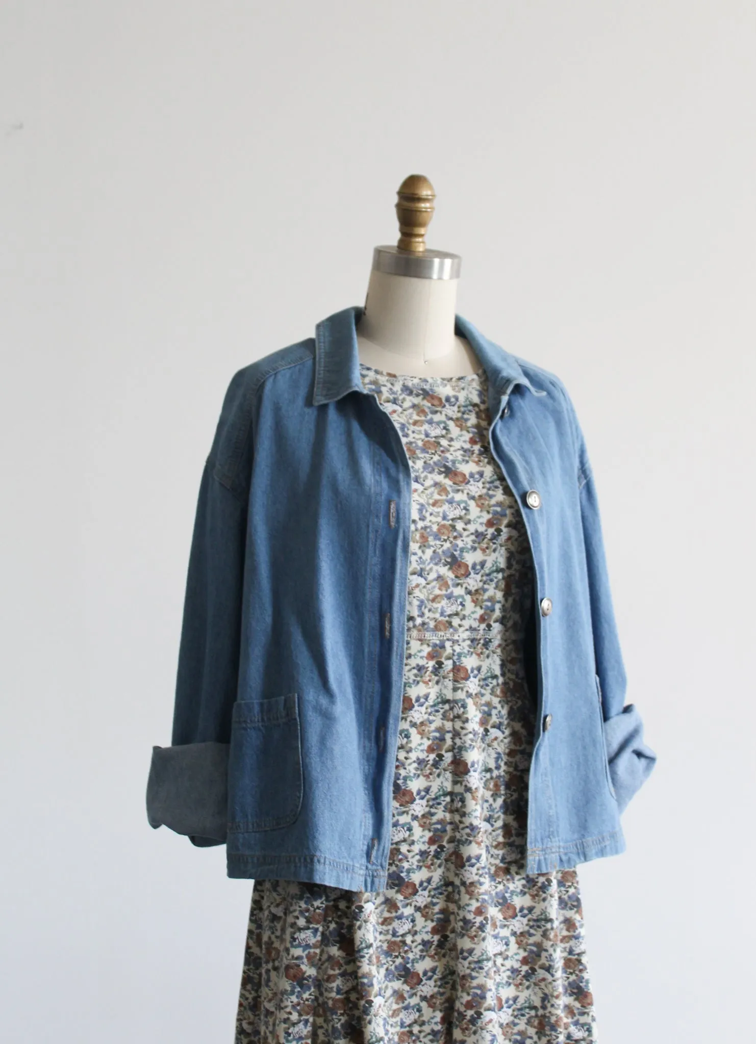 cropped denim chore coat