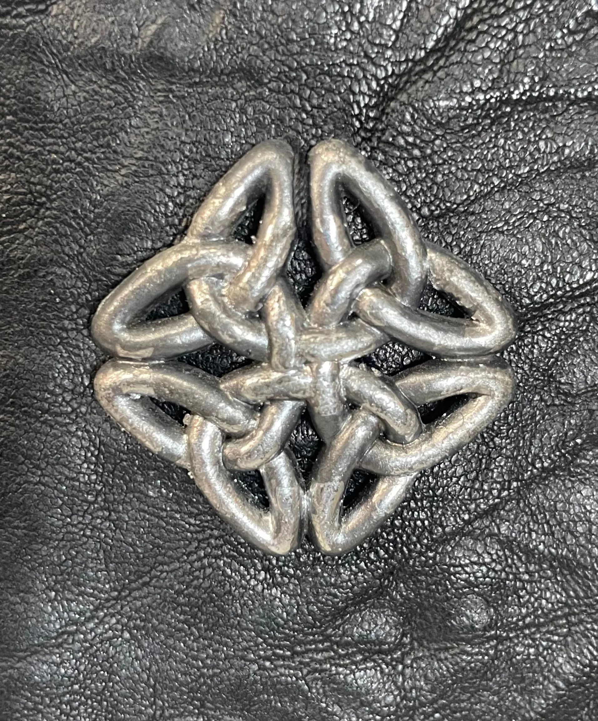 Custom Made Leather Vest Coat with Silver-Tone Celtic Shield Knot Buttons