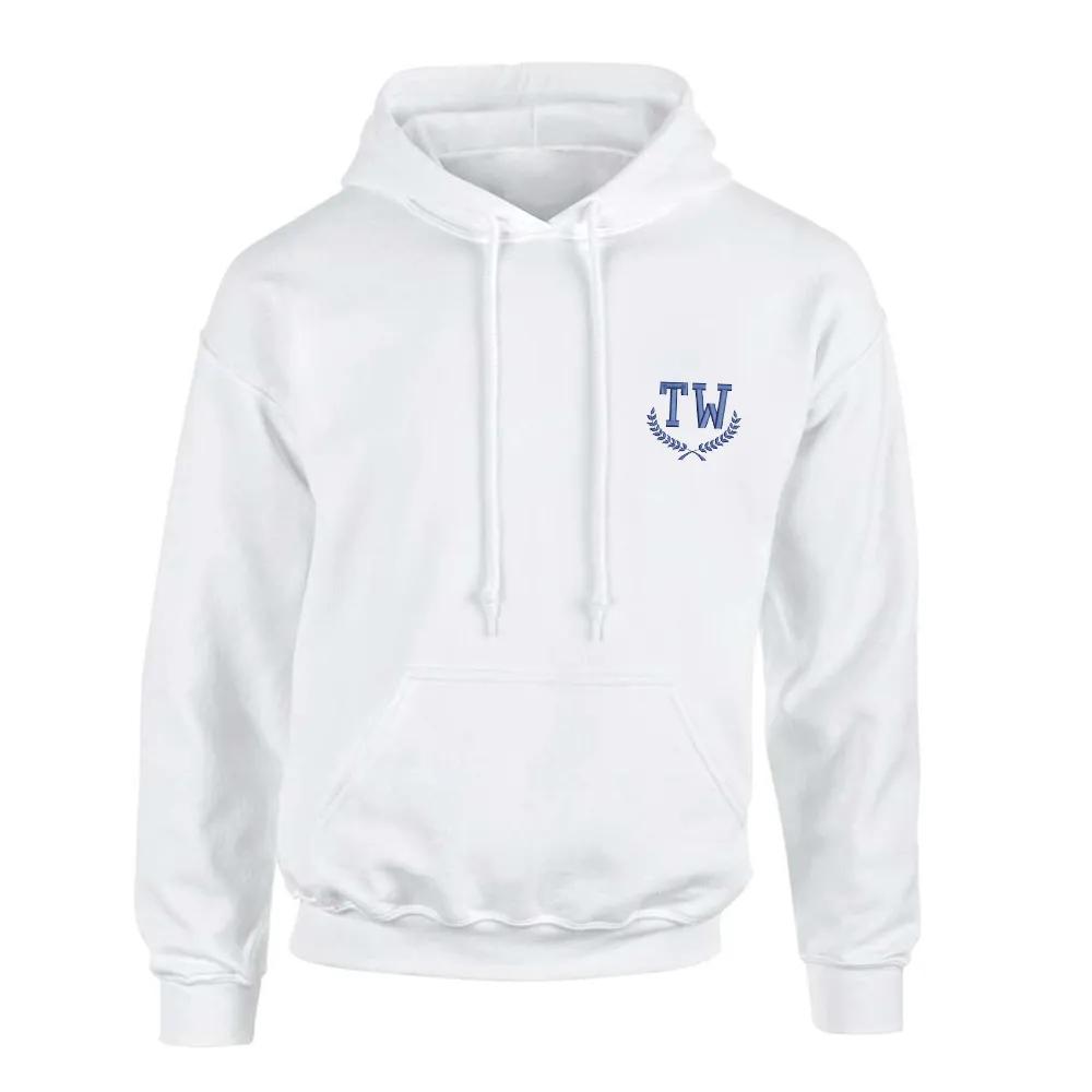 Custom Monogrammed White Hoodie Sweatshirt