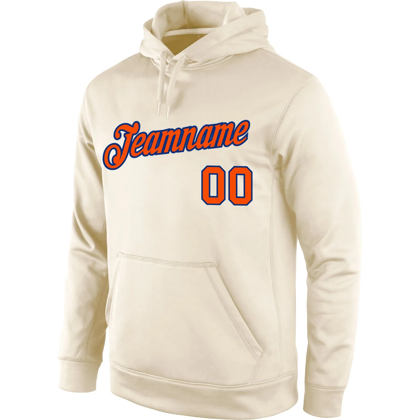 Custom Stitched Cream Orange-Royal Sports Pullover Sweatshirt Hoodie