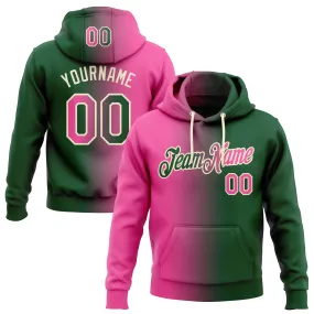 Custom Stitched Green Pink-Cream Gradient Fashion Sports Pullover Sweatshirt Hoodie