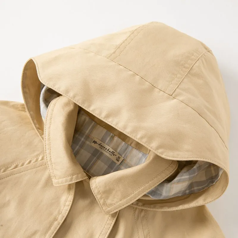 Darling Plaid Detail Boy Khaki Hooded Trench Coat