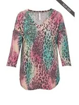 Dear Scarlett Animal print V neck Knit Top