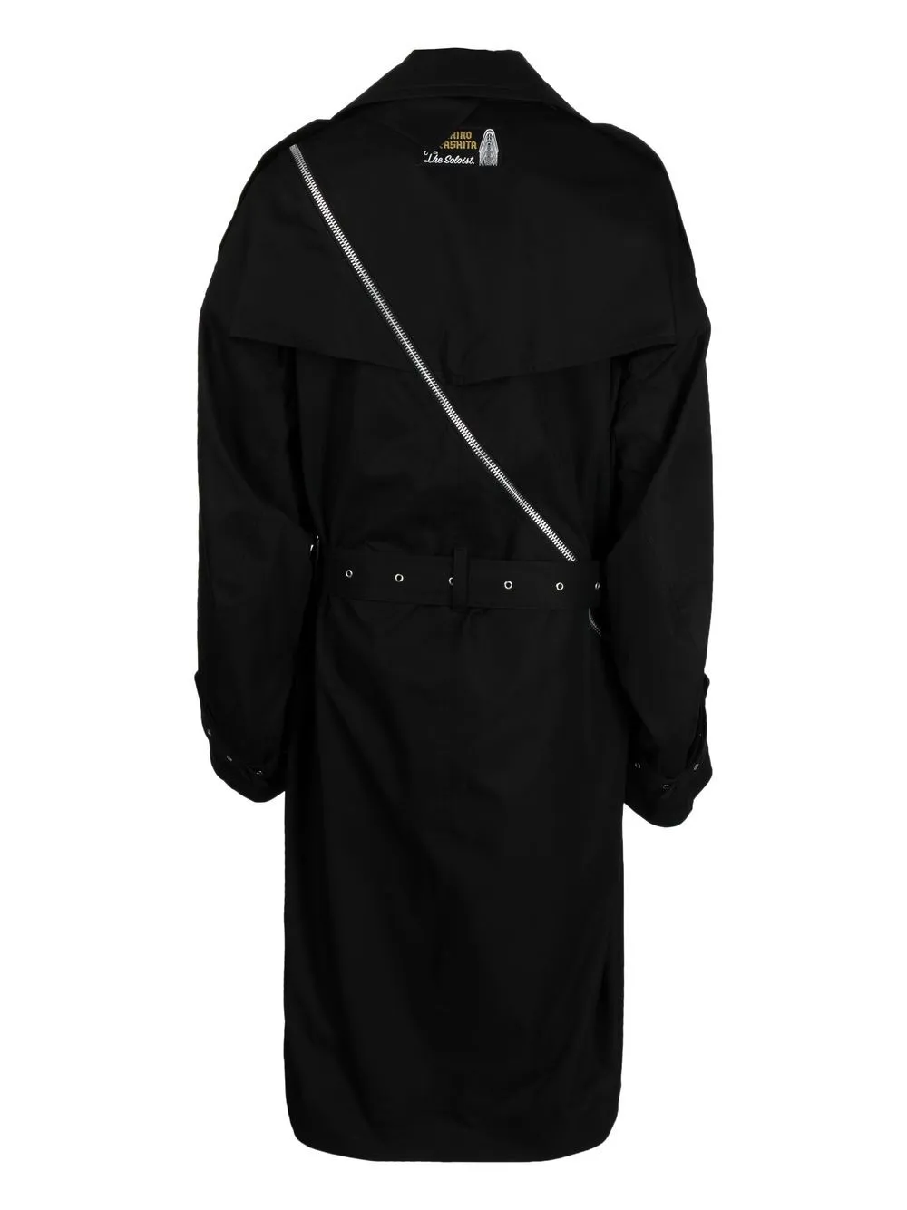 Decorative-Zip Belted Trench Coat