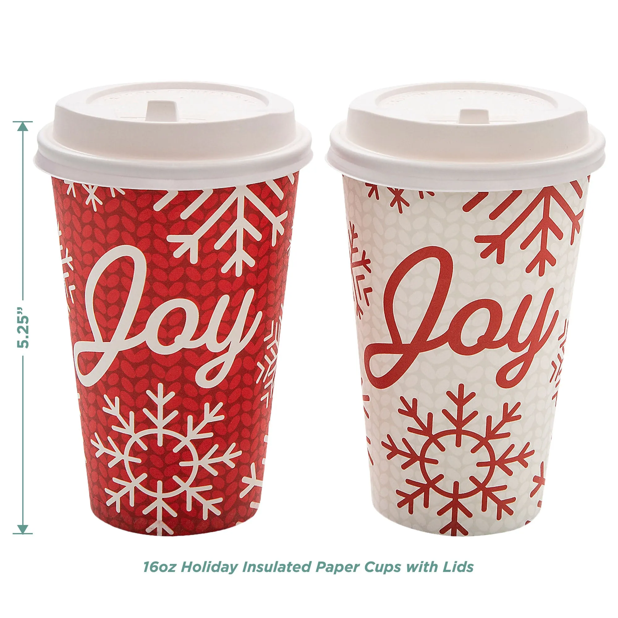 Disposable Coffee or Hot Chocolate Cups and Lids in Holiday Sweater Design with Merry and Bright Beverage Napkins (12-ct)