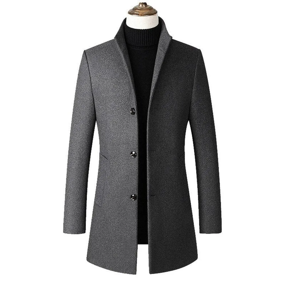 Elegant Wool Blend Casual Trench Coat