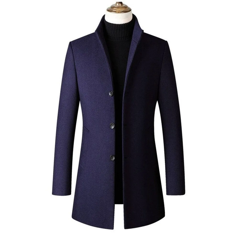 Elegant Wool Blend Casual Trench Coat