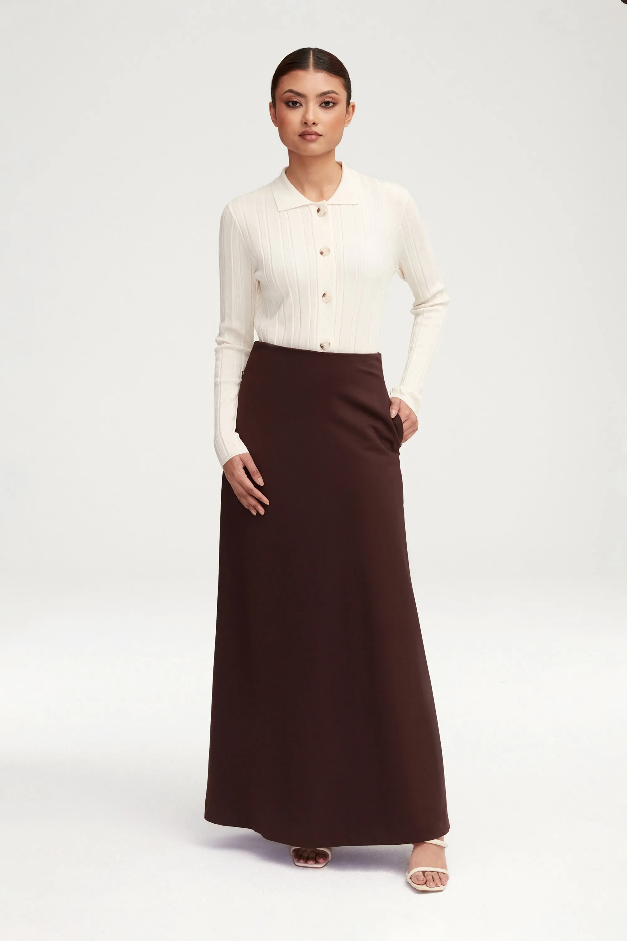 Essential Jersey A-Line Maxi Skirt - Dark Brown