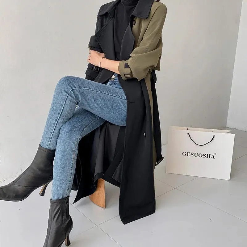 European American Top Quality Autumn spring Trench Coat women