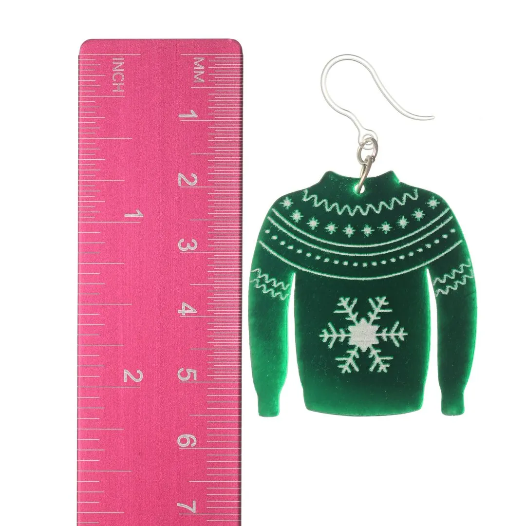 Exaggerated Christmas Sweater Dangles Hypoallergenic Earrings for Sensitive Ears Made with Plastic Posts