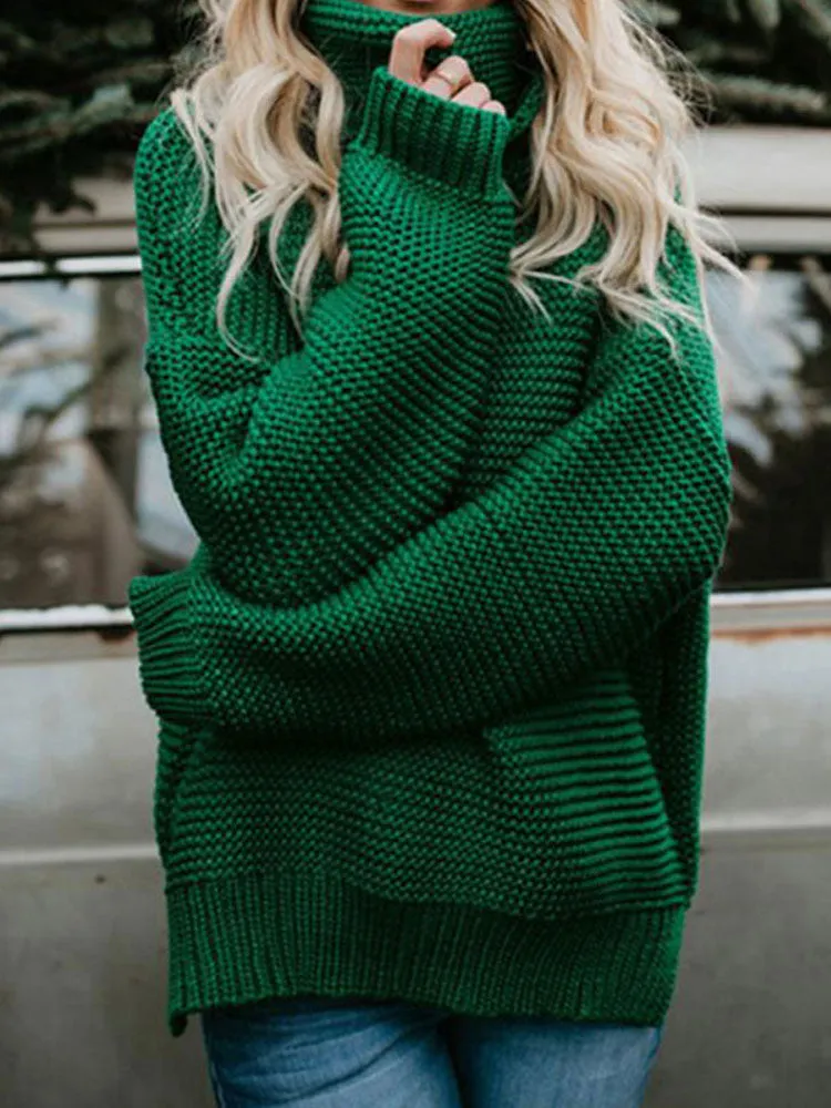 Fashionkova  Autumn Winter Turtleneck Women Long Sleeve Turtle Neck Women Knitted Green Sweater Women's Jumper Pullovers Sweaters For Women