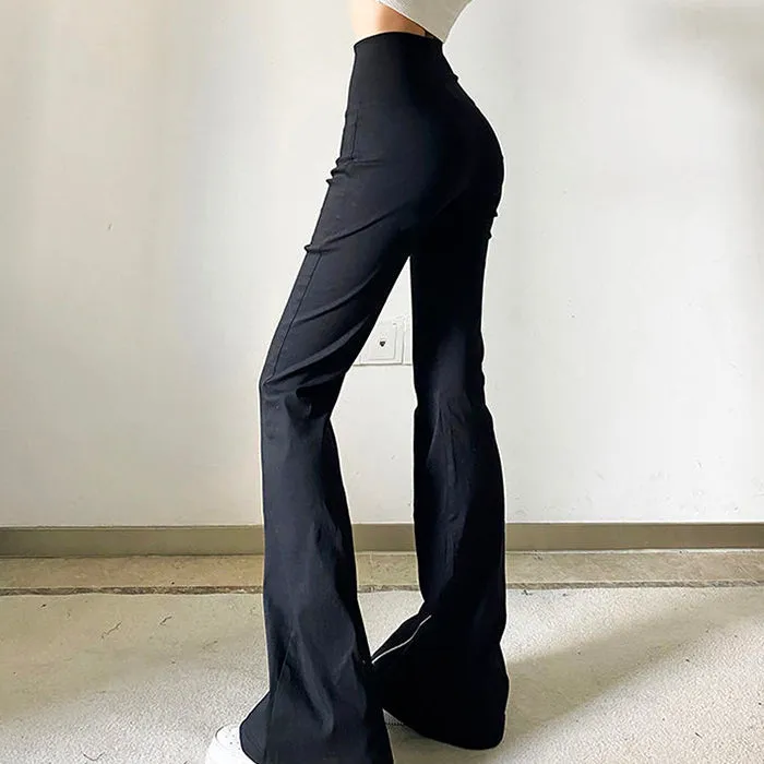 Fashionkova Grunge Zip Up Flared Pants