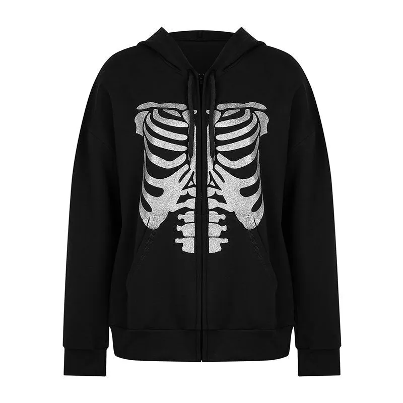 Fashionkova  Rhinestone Butterfly Autumn Gray Zip Up Oversized Hoodie Anime 90S Aesthetic Grunge Streetwear Women Cyber Y2k Sweatshirts 2024