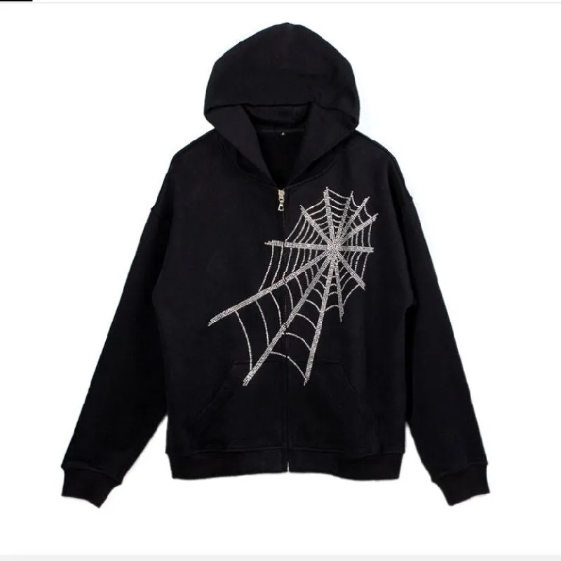 Fashionkova  Rhinestone Butterfly Autumn Gray Zip Up Oversized Hoodie Anime 90S Aesthetic Grunge Streetwear Women Cyber Y2k Sweatshirts 2024