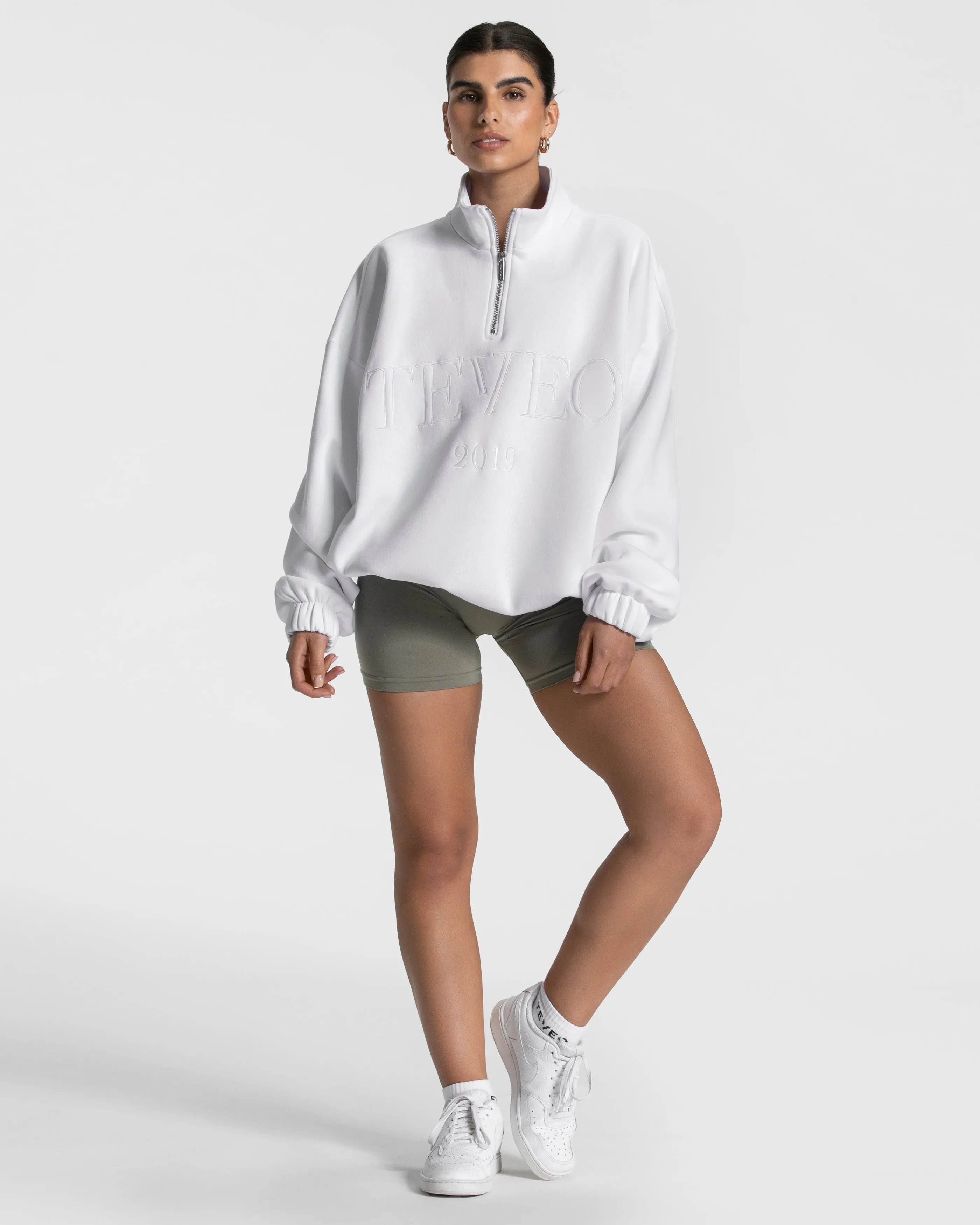 Femme Half Zip Sweater "Weiß"