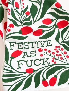 Festive as Fuck Red Green Christmas Holiday Kitchen Towel