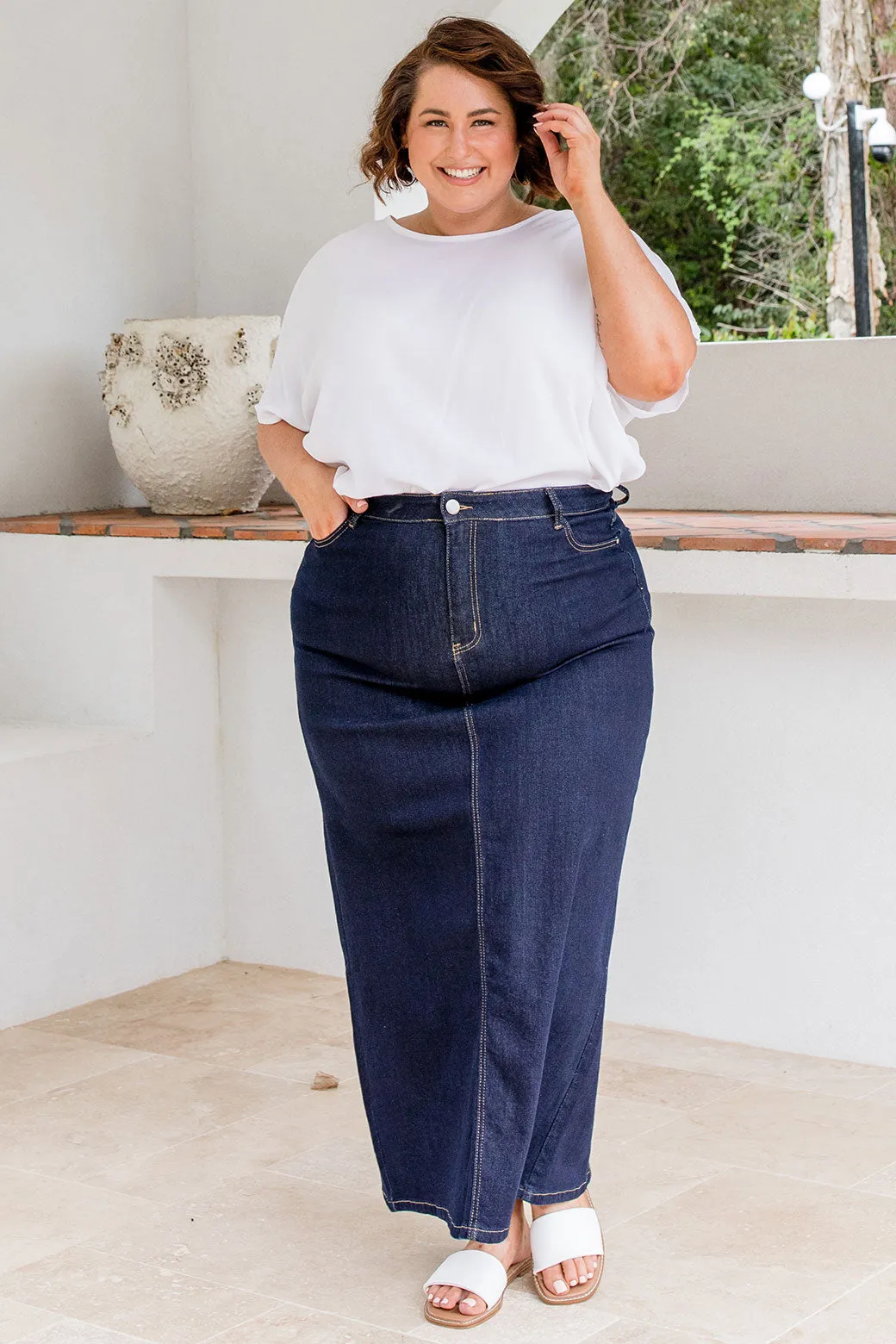 FINAL SALE | Alana Denim Maxi Skirt Dark Indigo Wash