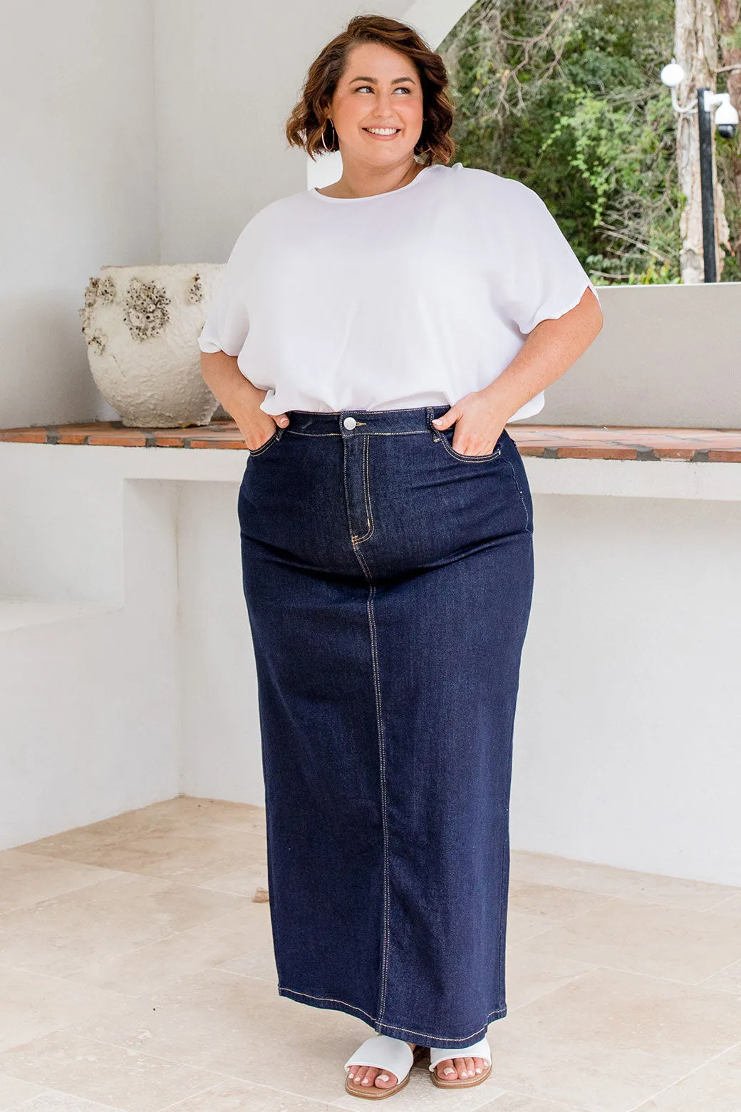 FINAL SALE | Alana Denim Maxi Skirt Dark Indigo Wash