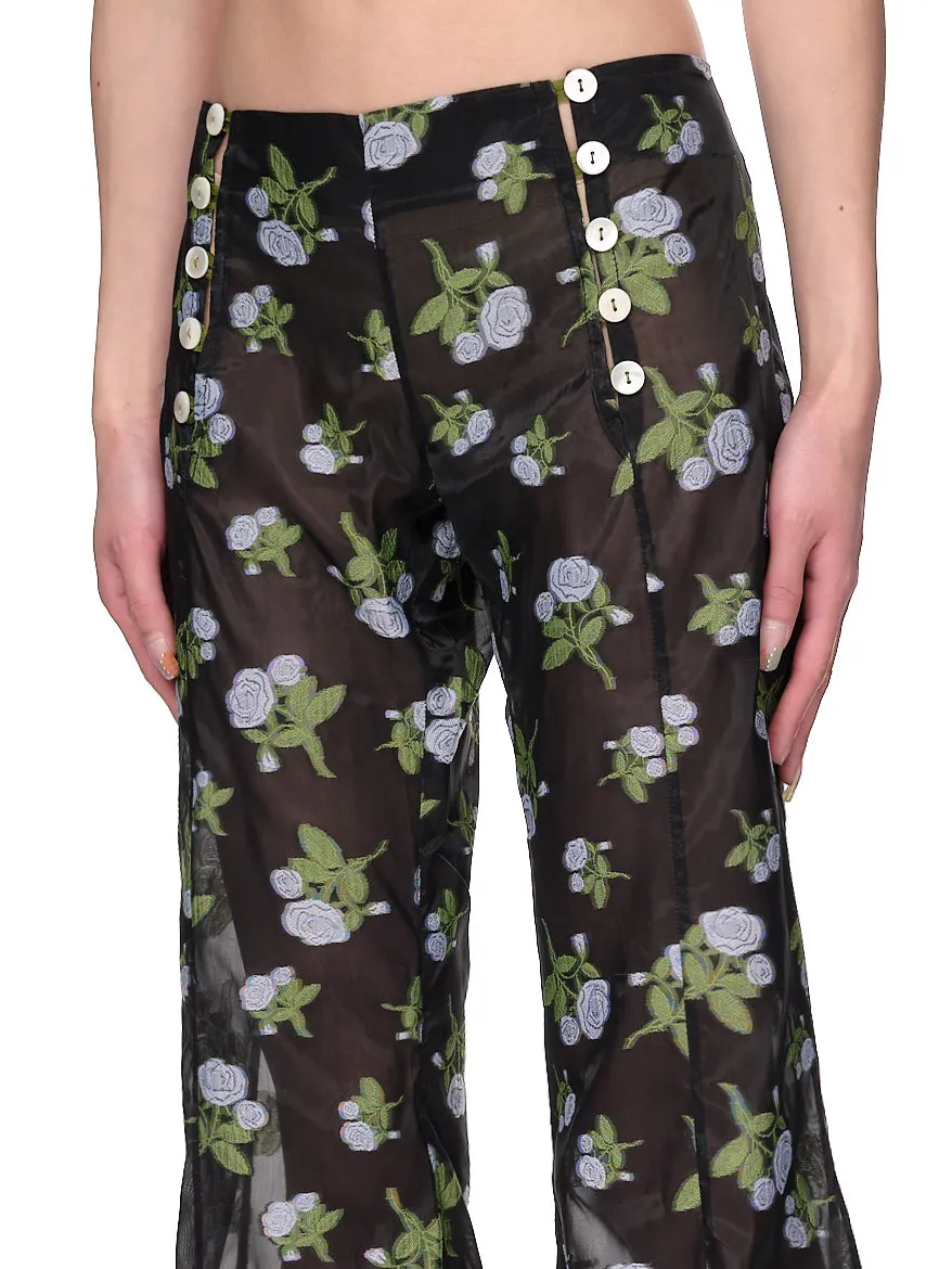 Floral Jacquard Trousers (01TR-BLACK-FLORAL)