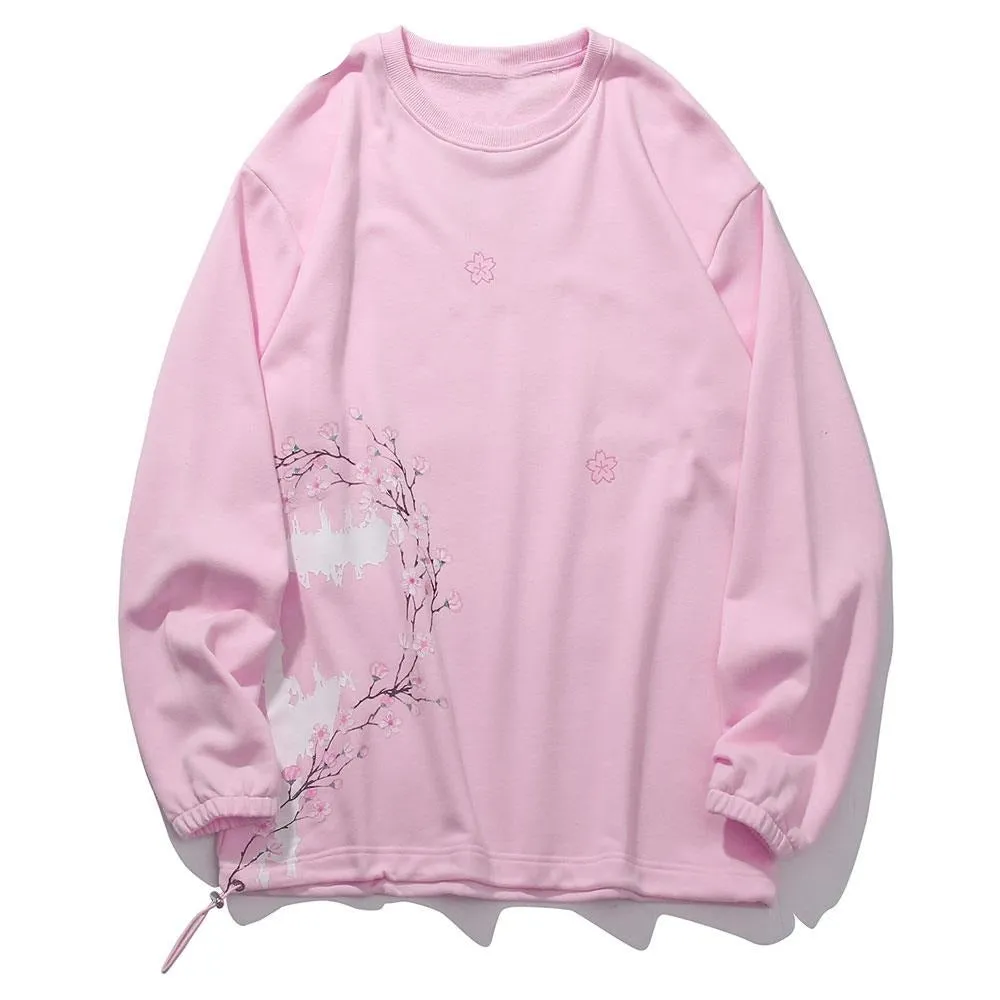 Flowers Print Pullover Sweatshirts