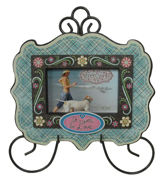 Frame with Metal Easel Brown/Blue by Little River Gifts