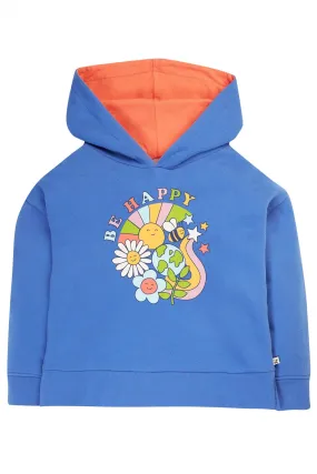 Frugi Lissie Oversized Hoodie - Blue Tang/Be Happy