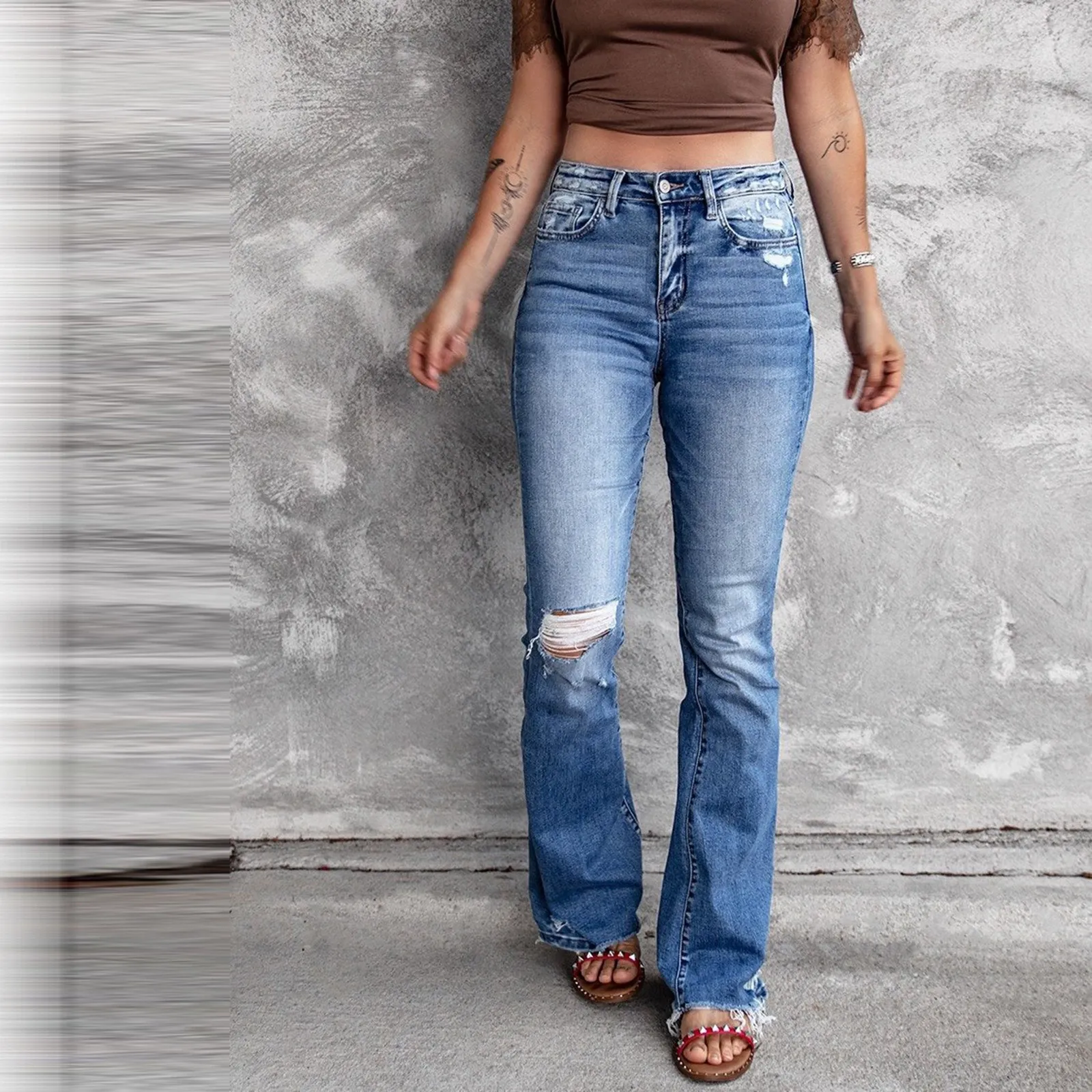 Funki Buys | Pants | Women's Straight Leg Boot Cut Ripped Jean