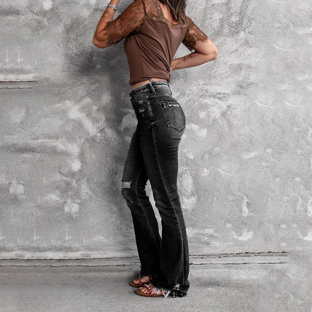 Funki Buys | Pants | Women's Straight Leg Boot Cut Ripped Jean