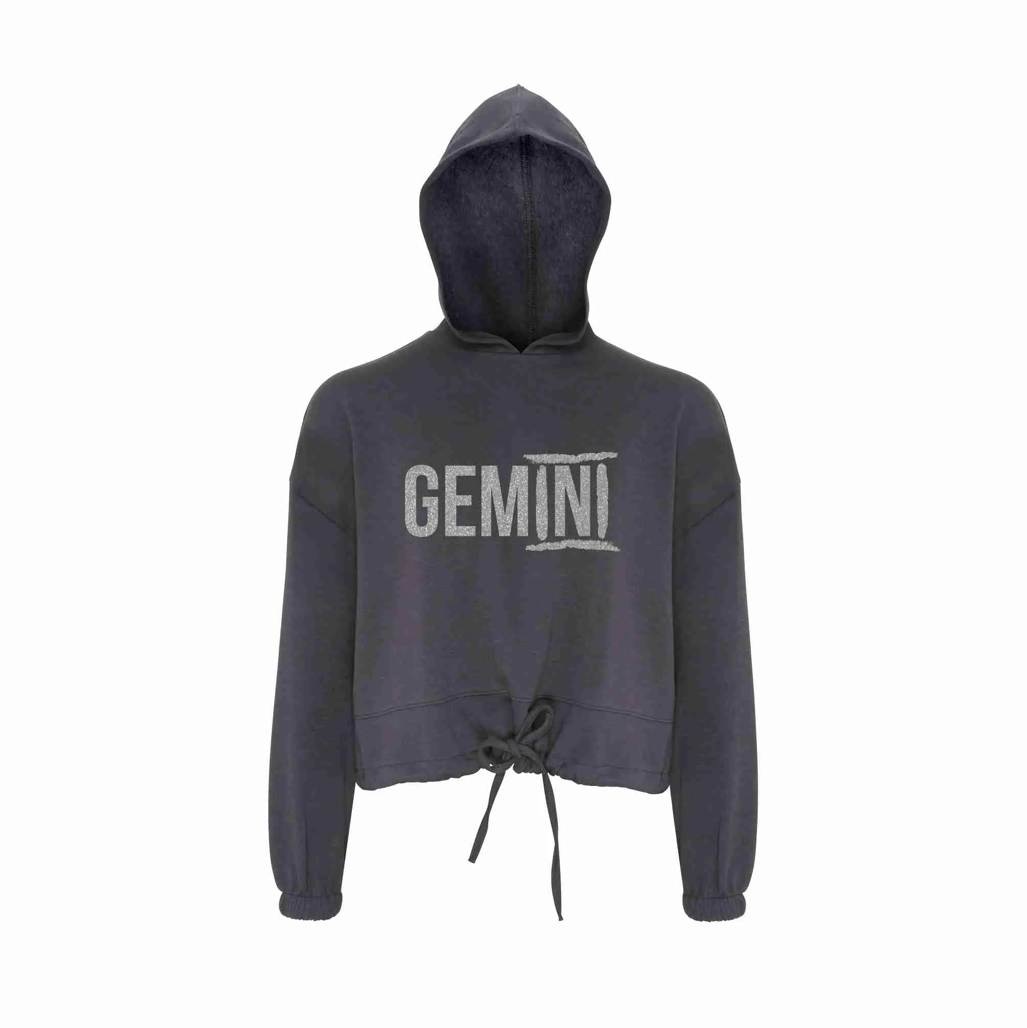 Gemini Ladies Cropped Over Sized Hoodie