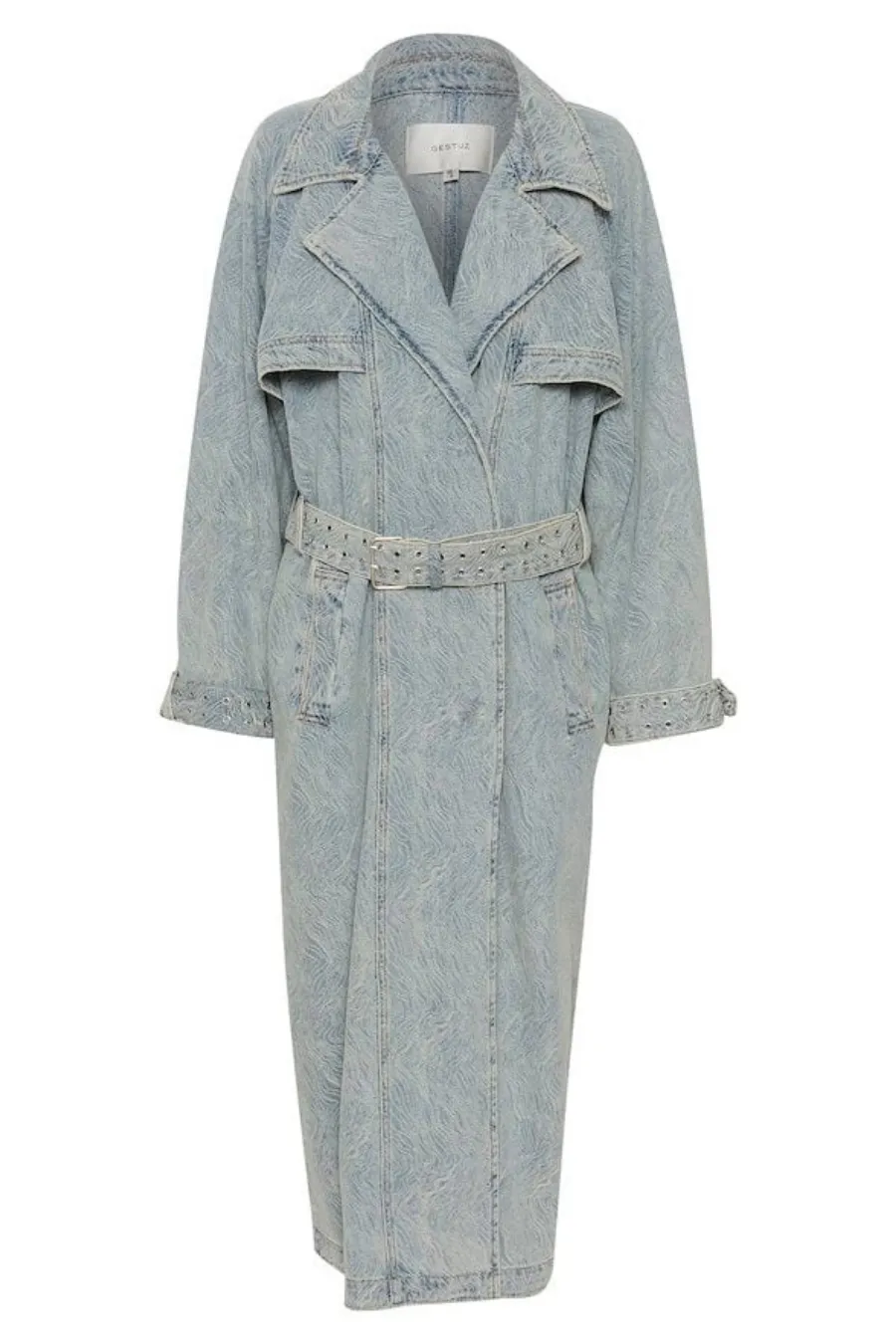 Gianna Trench in Blue/White Marble