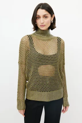 Green Open Knit Jewel Sweater