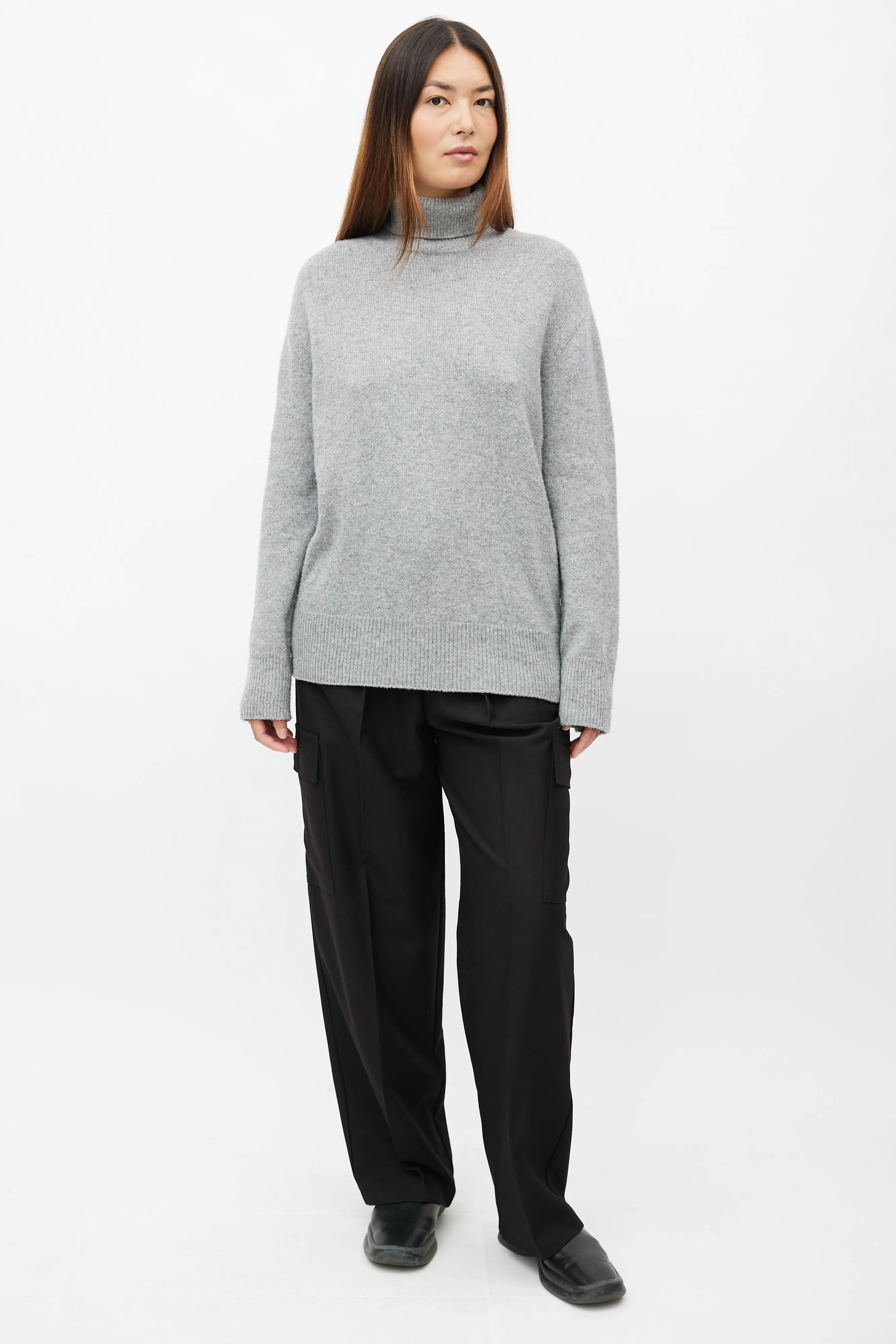 Grey Wool Knit Turtleneck