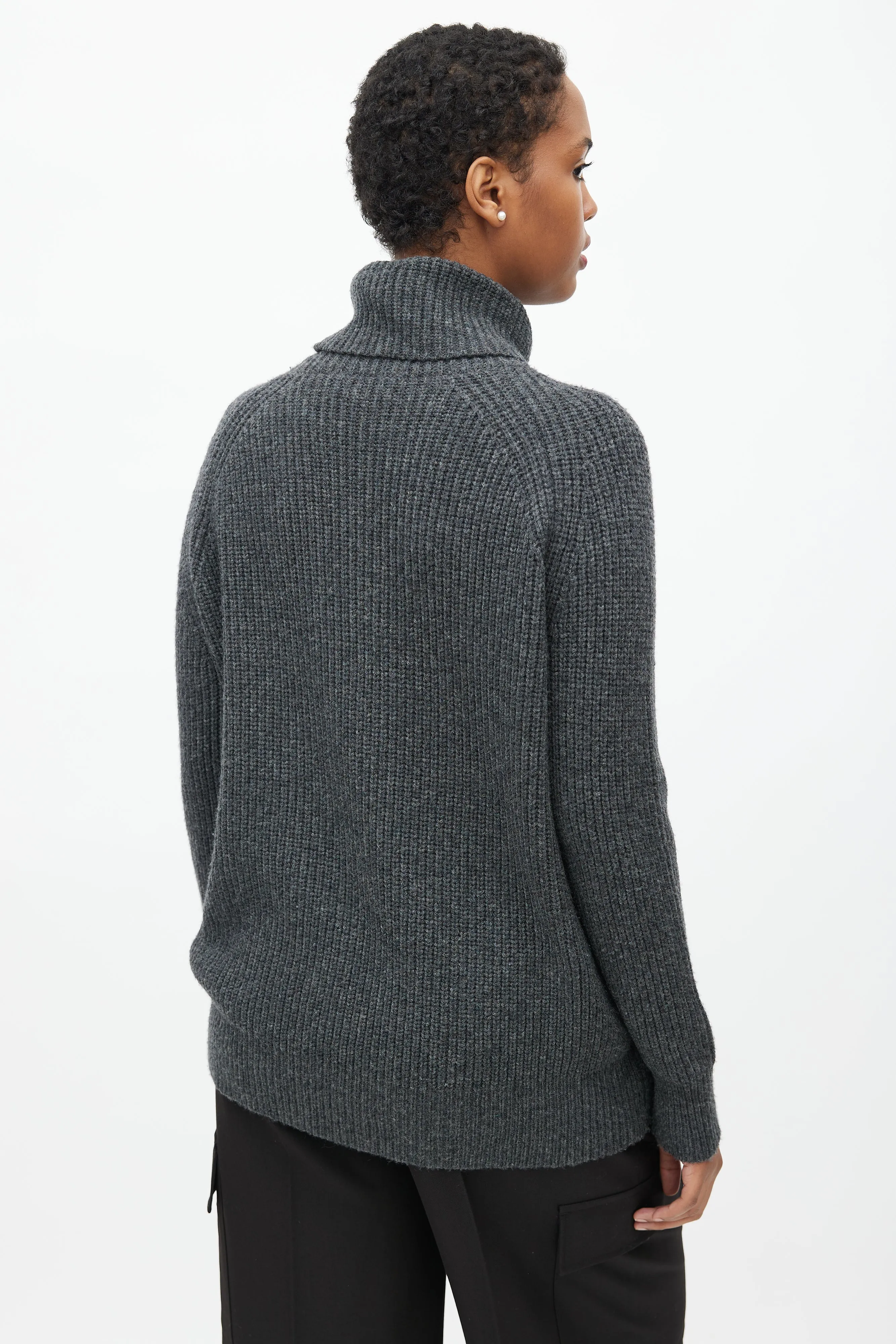 Grey Wool Ribbed Turtleneck