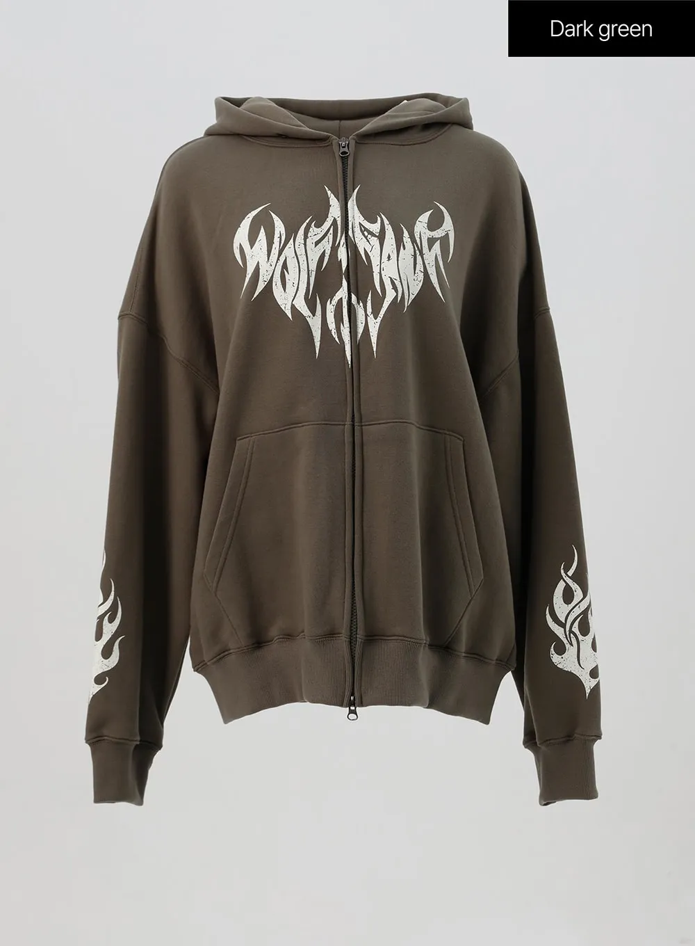 Grunge Graphic Zip-Up Hoodie IS322