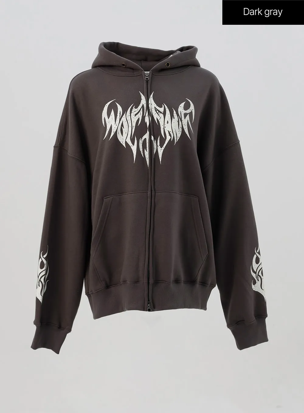 Grunge Graphic Zip-Up Hoodie IS322