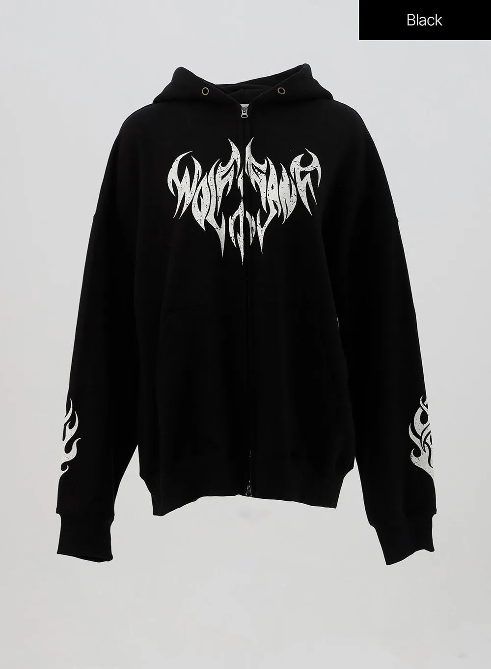 Grunge Graphic Zip-Up Hoodie IS322