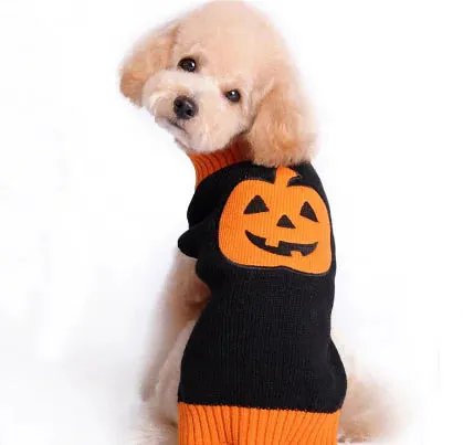 Halloween Pumpkin Sweater Dog Clothes