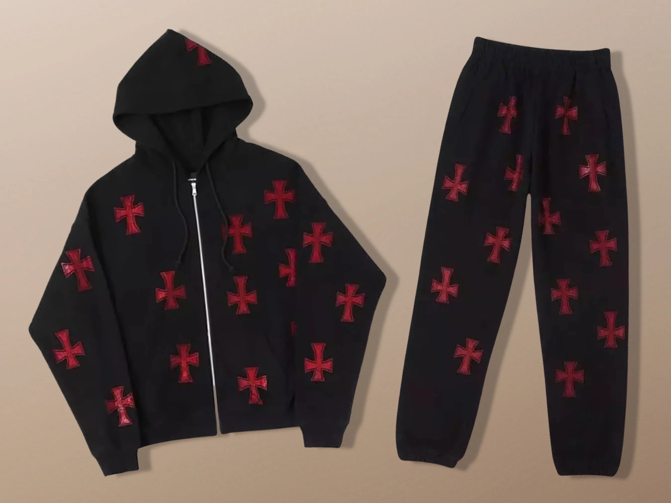 Harajuku Cross Rhinestone Grunge Hoodie